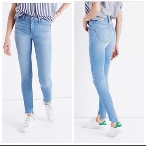 Madewell High Rise Step Hem Light Wash Skinny Jeans